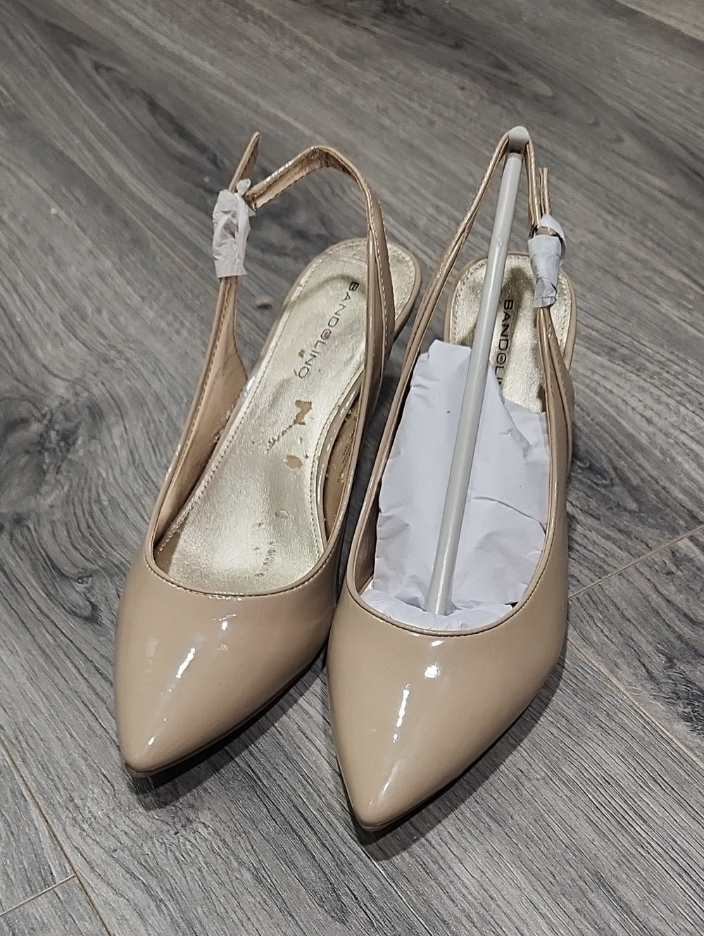 Bandolino Nude NIB Patent Pointed-Toe Slingback Heels